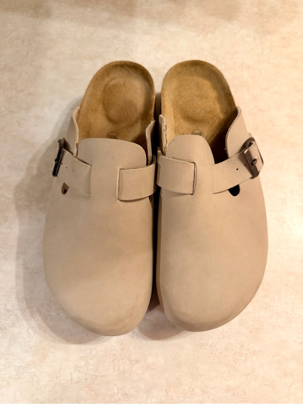 Beige Slip-On Platform Clog with Buckle